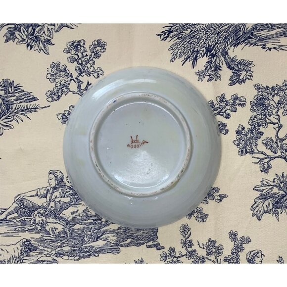 Antique Handpainted Butter Pat Trinket Dish Nippon Japan Japanese Fans - Picture 2 of 2